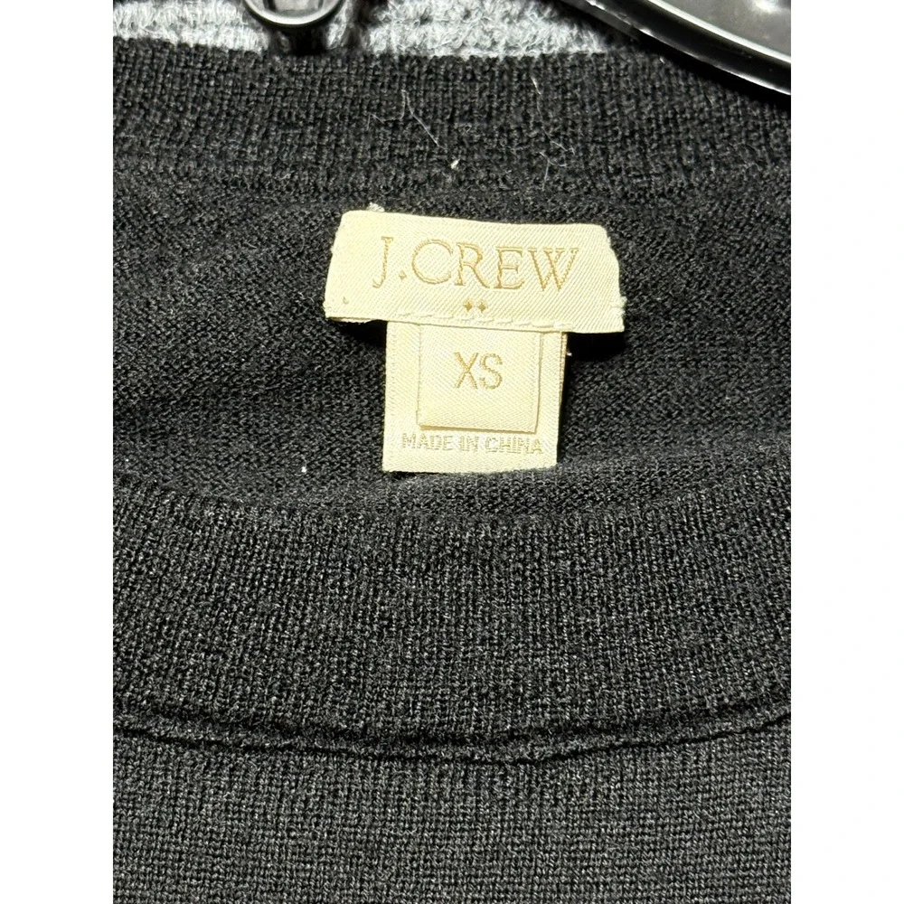 J.Crew Sweater Women XS Black Excellent Lightweight Crewneck 3/4 Sleeve